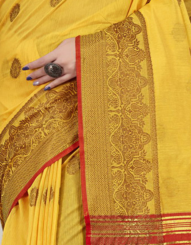 Soham Ganga Cotton Saree Yellow