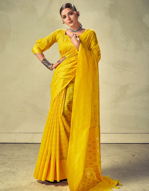 Sur Mantra Cotton Saree Yellow