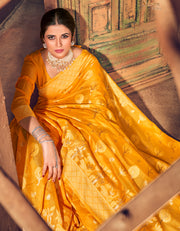 Sutram Indira Cotton Saree Golden Yellow