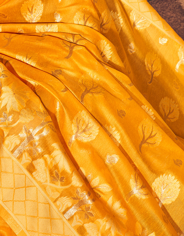 Sutram Indira Cotton Saree Golden Yellow
