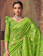 Sutram Indira Cotton Saree Mint Green