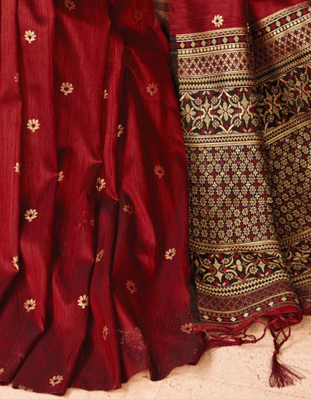Taraash V-1 Raw Silk Saree Blood Red