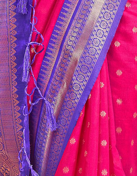 The Bengal Queen Cotton Saree Pink