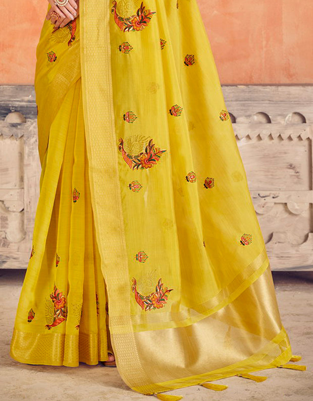 Kalakaari Cotton Silk Saree Yellow (AV/V3)